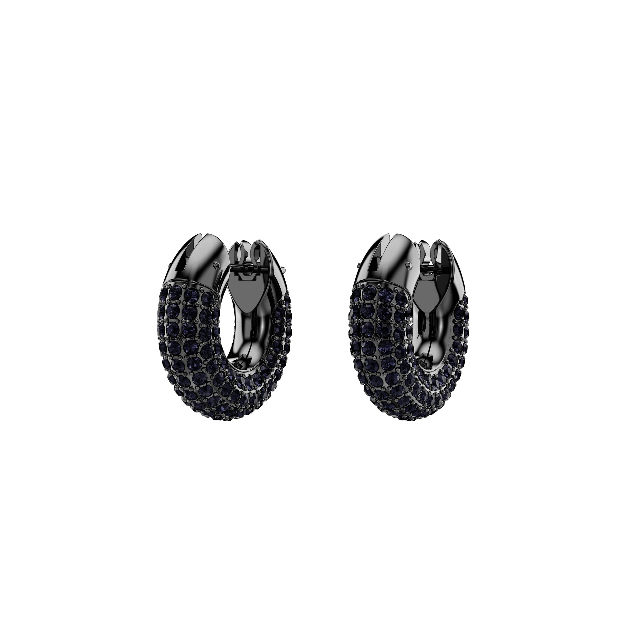 Black Dextera Hoop Earrings by Swarovski