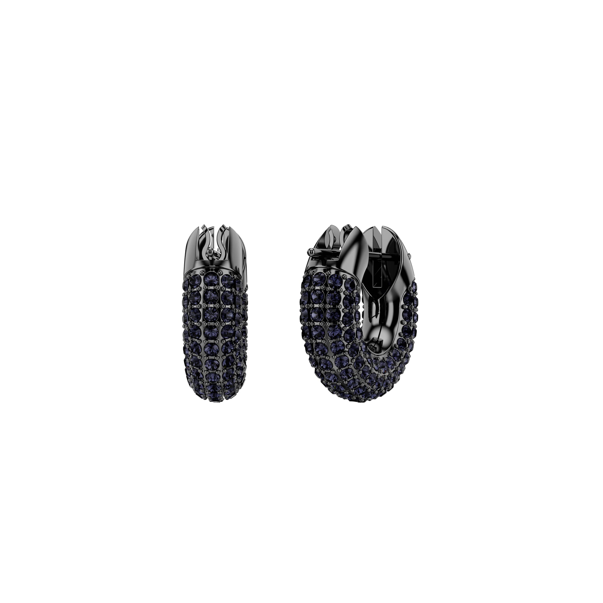 Black Dextera Hoop Earrings by Swarovski