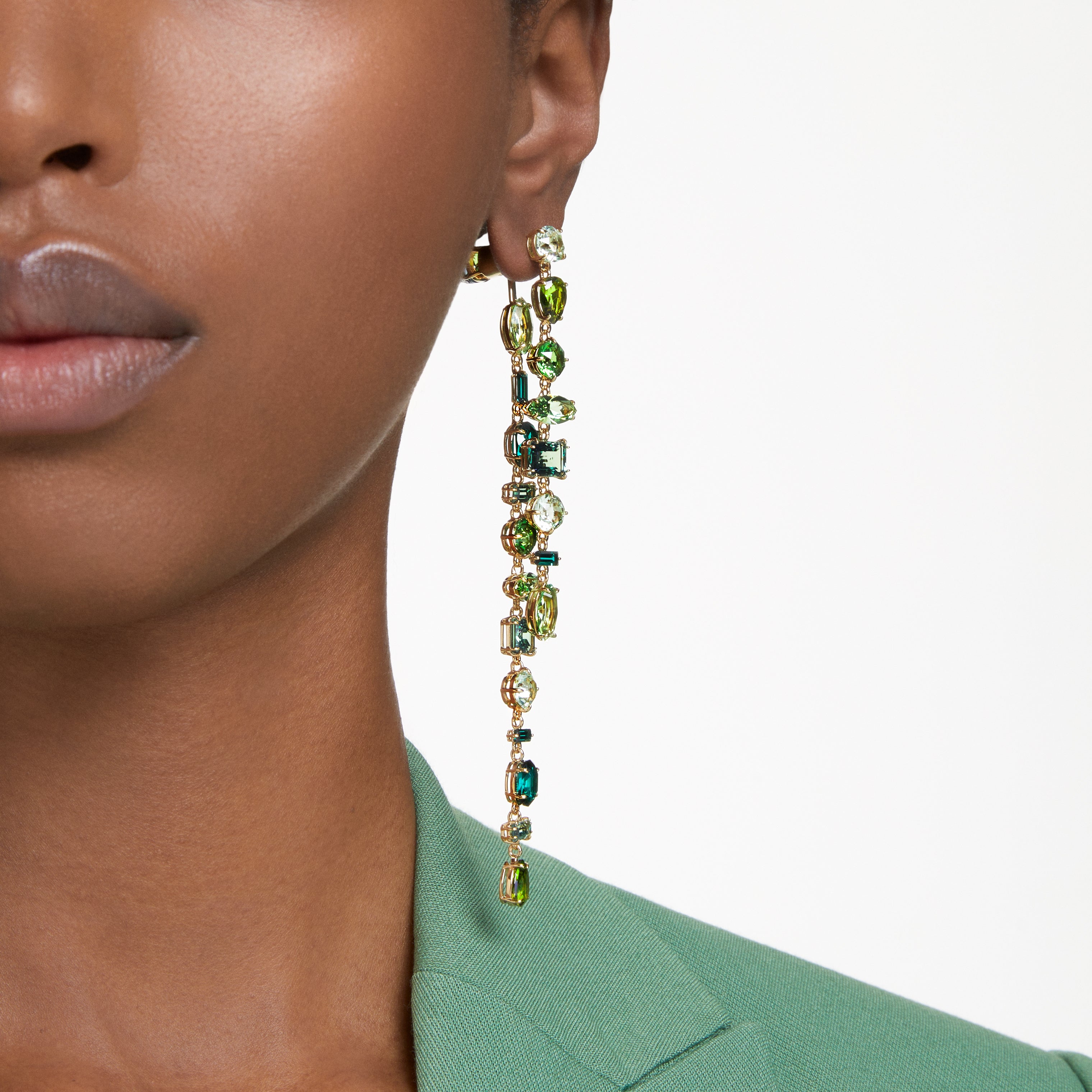 Green Gema Drop Earrings by Swarovski