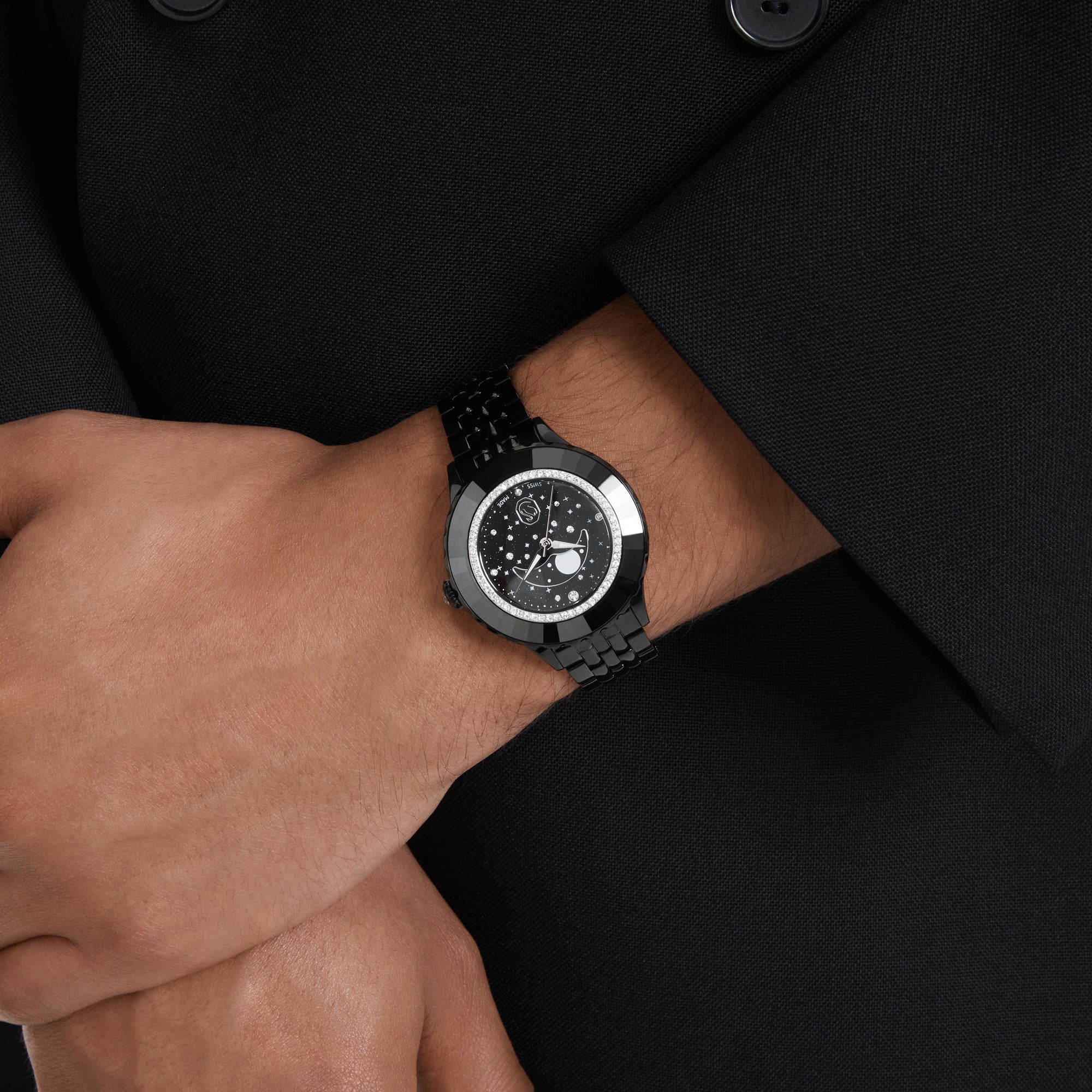 Black Octea Moon Watch by Swarovski