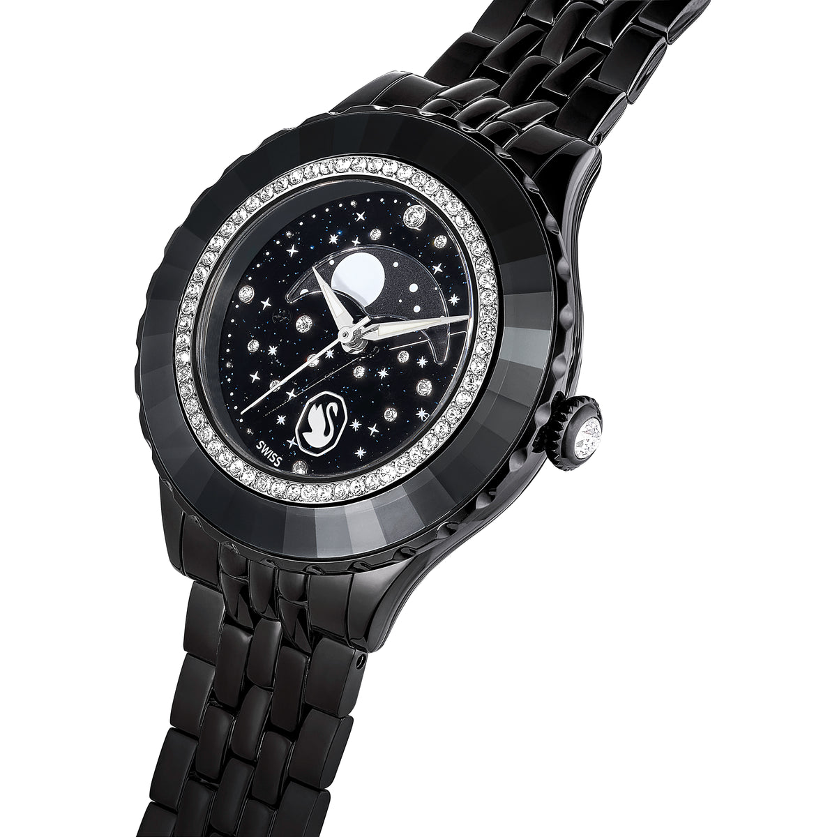 Black Octea Moon Watch by Swarovski
