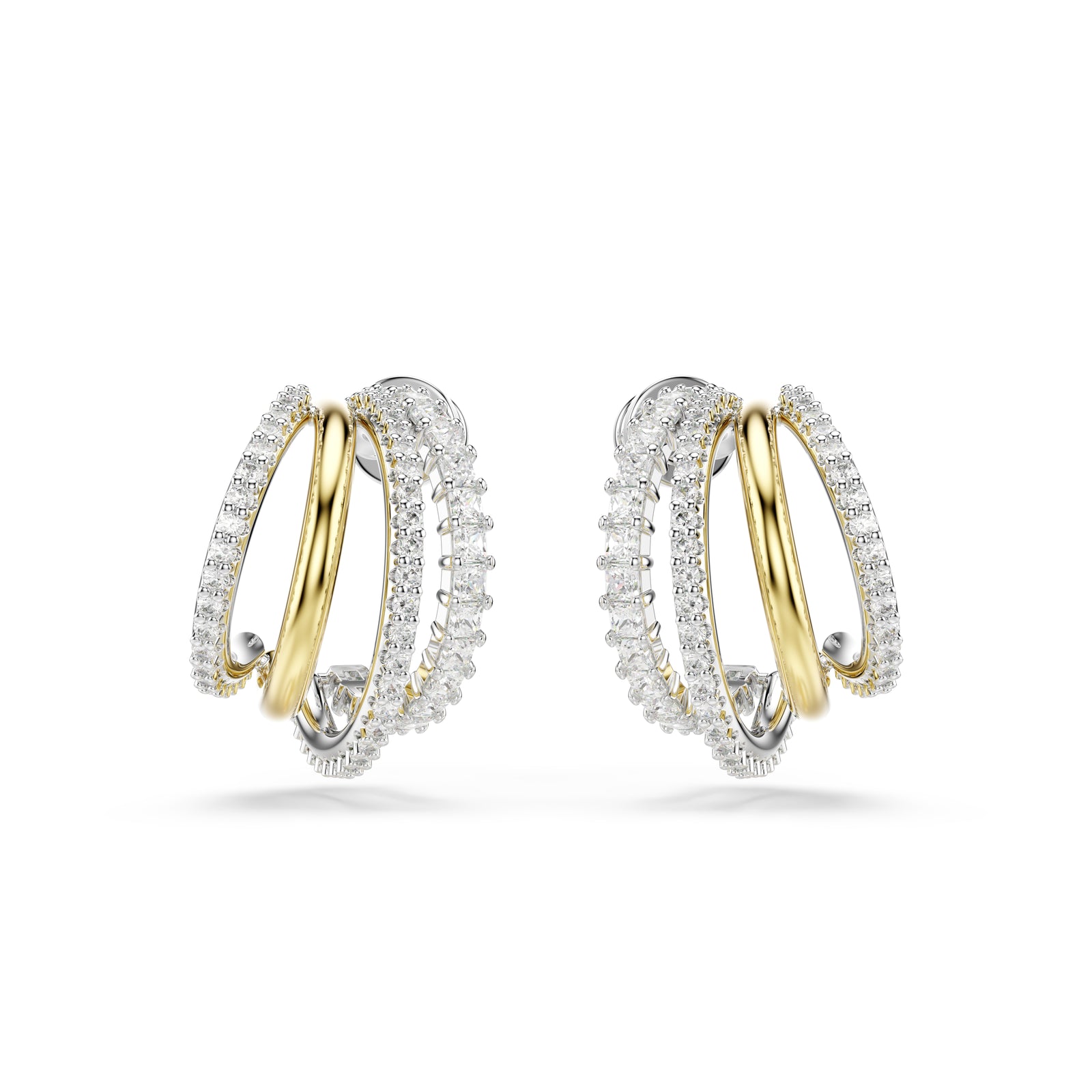 Gold Spiral Hyperbola Hoop Earrings by Swarovski