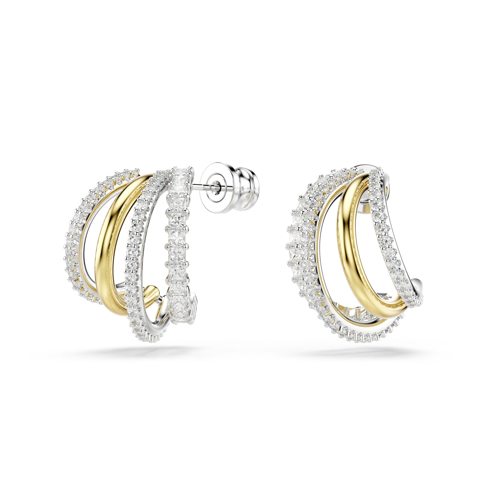 Gold Spiral Hyperbola Hoop Earrings by Swarovski