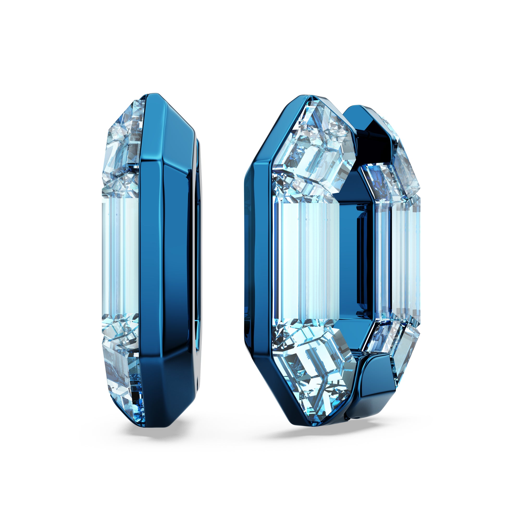 Blue Lucent Hoop Earrings by Swarovski