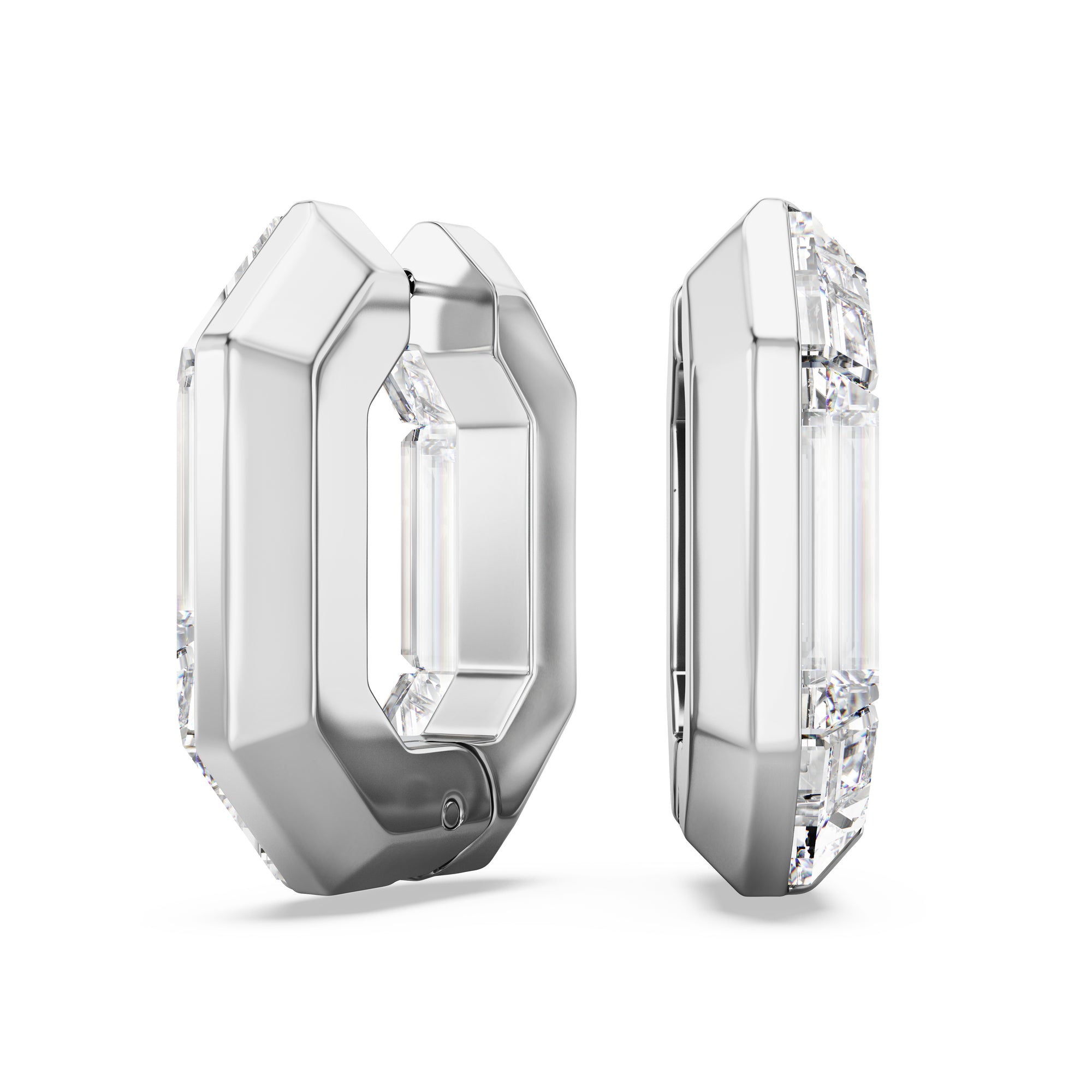 White Lucent Hoop Earrings by Swarovski