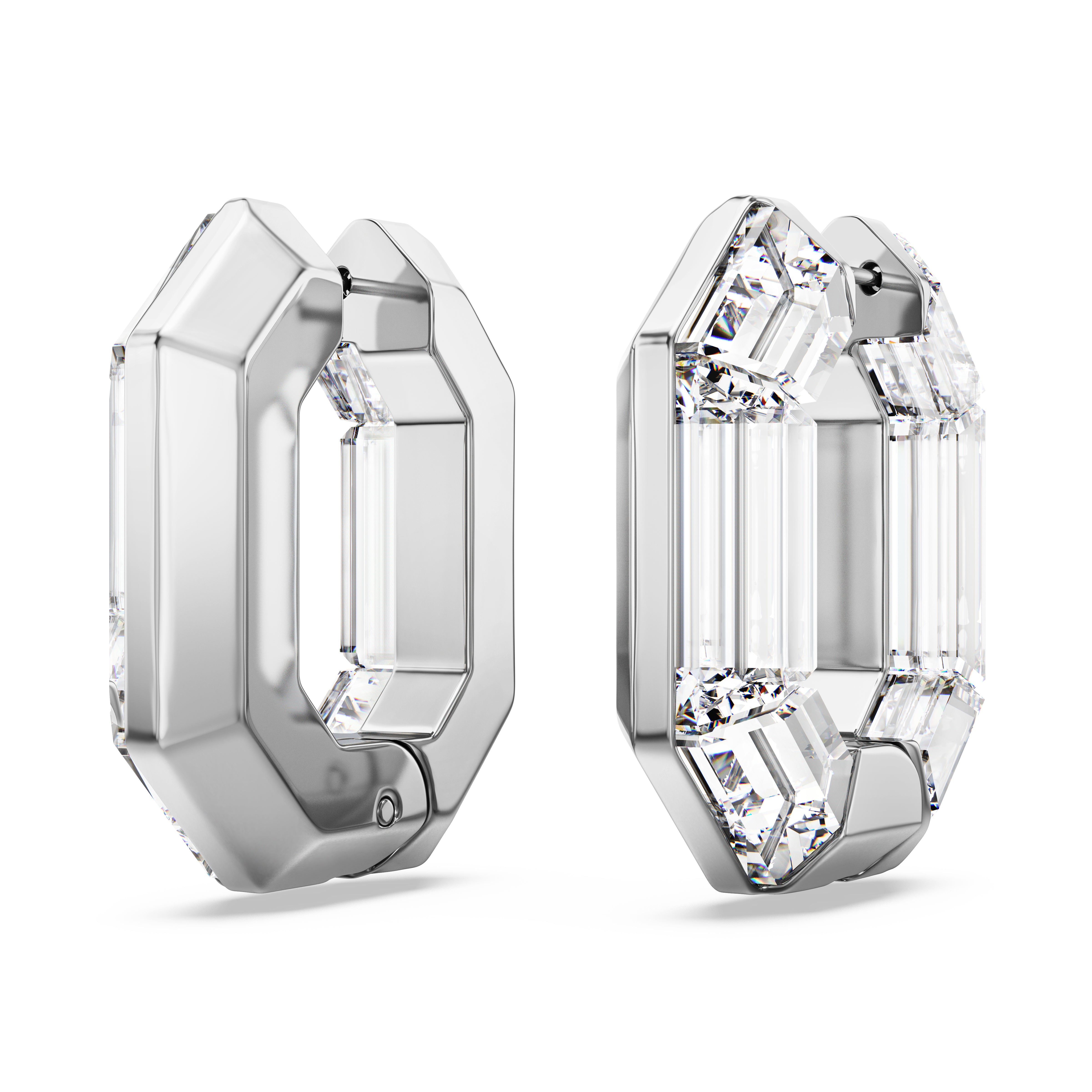 White Lucent Hoop Earrings by Swarovski