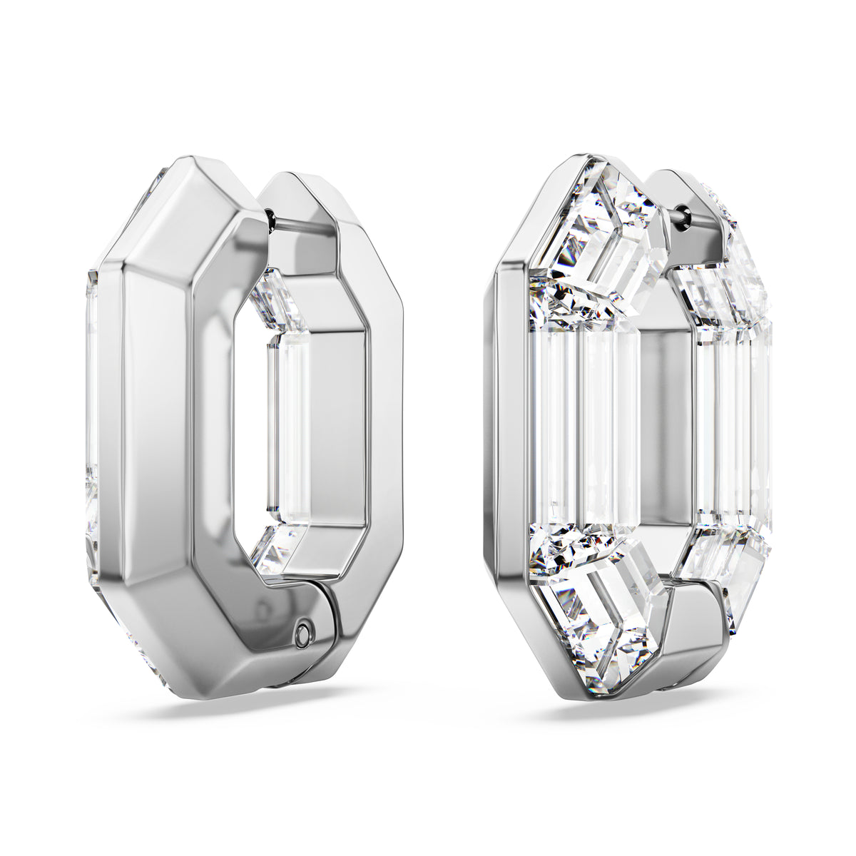 White Lucent Hoop Earrings by Swarovski
