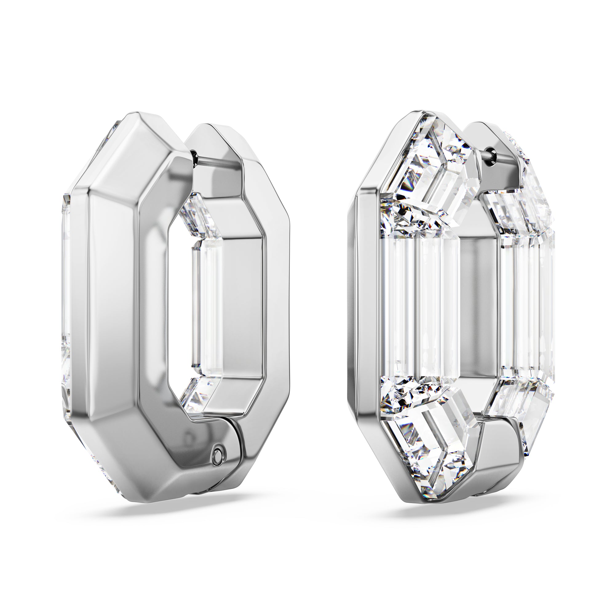 White Lucent Hoop Earrings by Swarovski