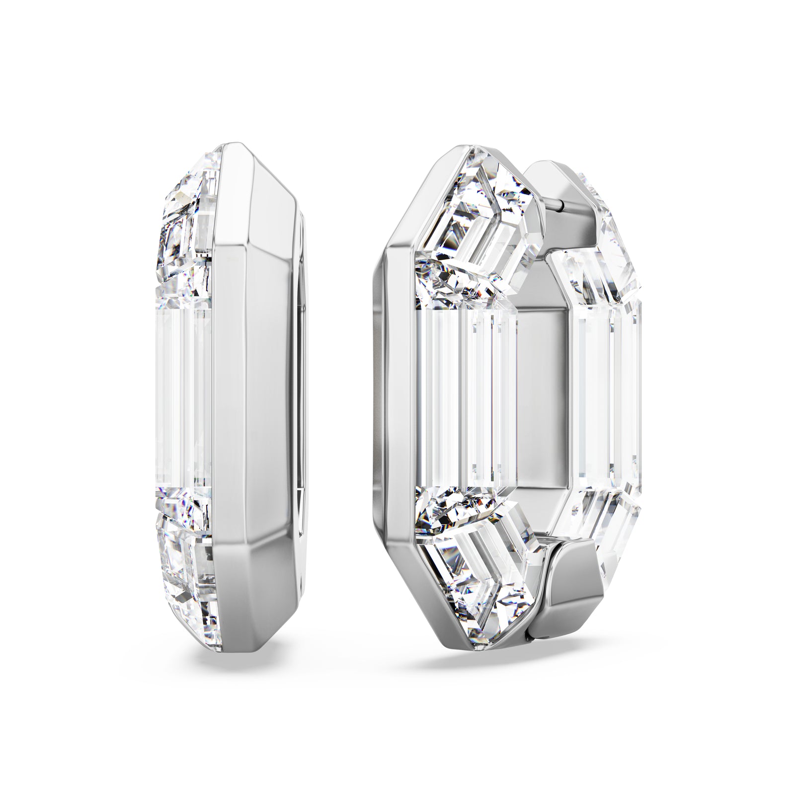 White Lucent Hoop Earrings by Swarovski