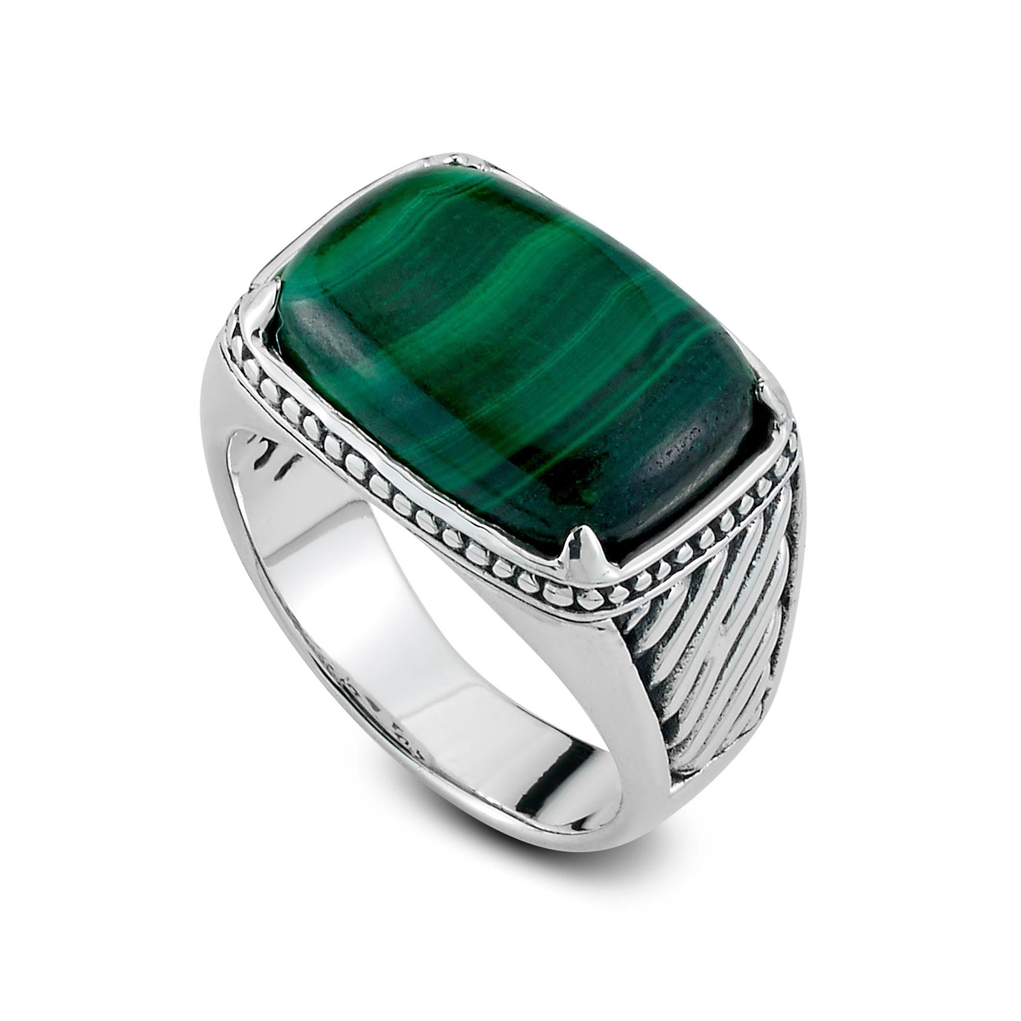 Malachite Forte Ring available at Talisman Collection Fine Jewelers in El Dorado Hills, CA and online. Specs: Malachite Forte Ring features a cushion-cut cabochon malachite gem set in Sterling Silver.