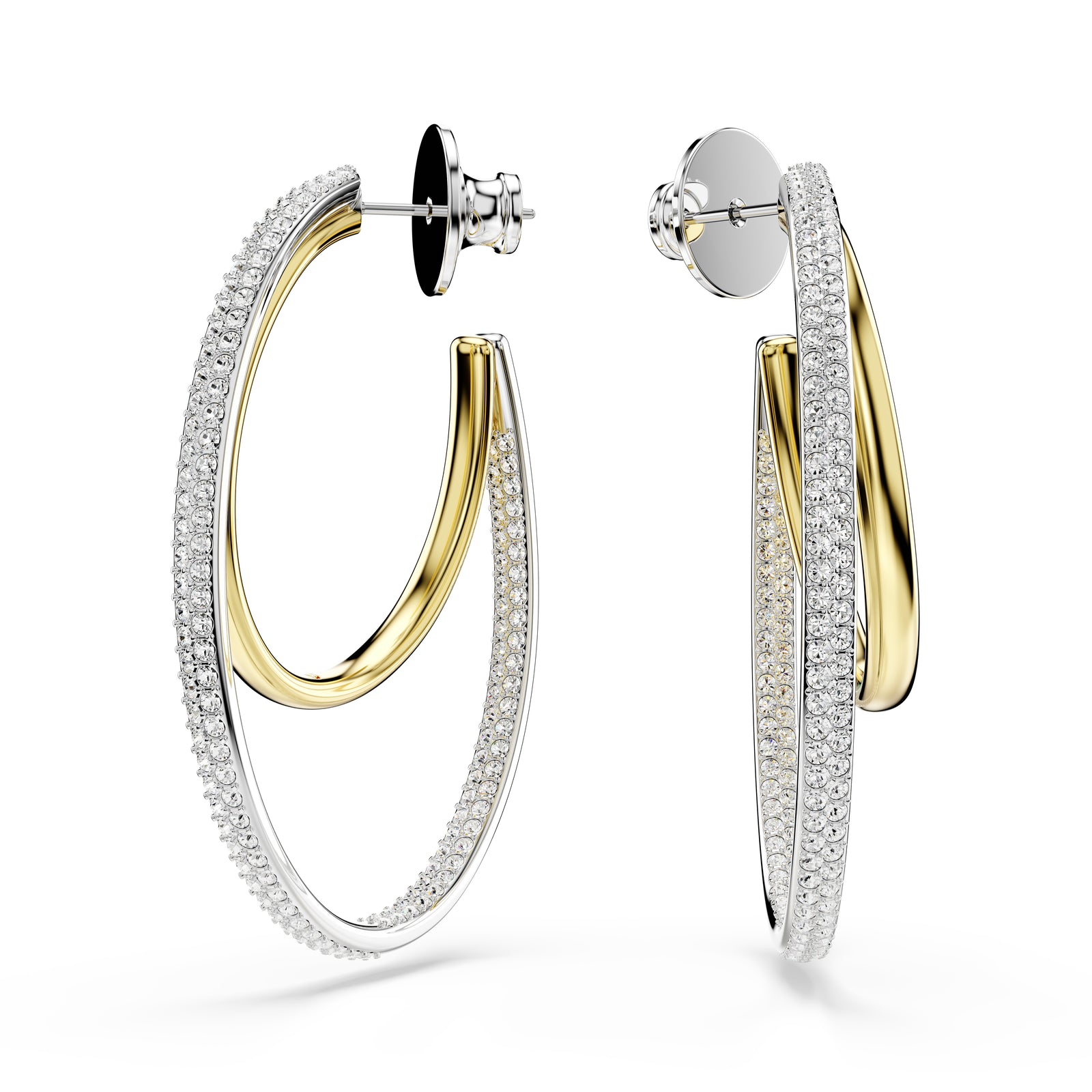 Two-Tone Hyperbola Hoop Earrings by Swarovski