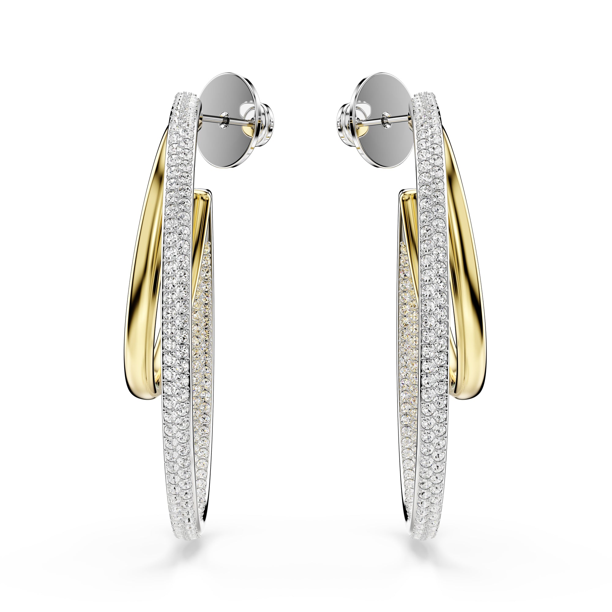 Two-Tone Hyperbola Hoop Earrings by Swarovski