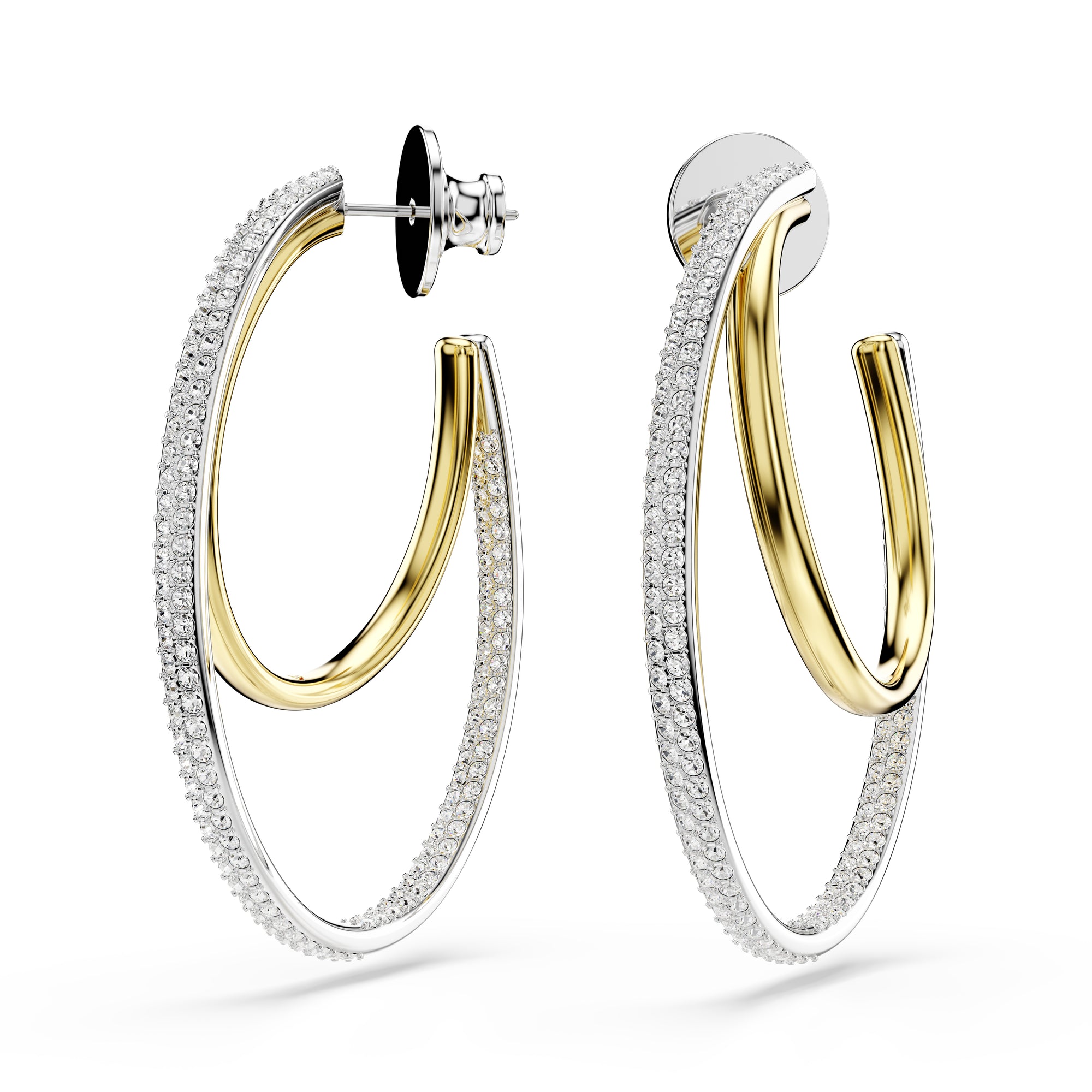 Two-Tone Hyperbola Hoop Earrings by Swarovski