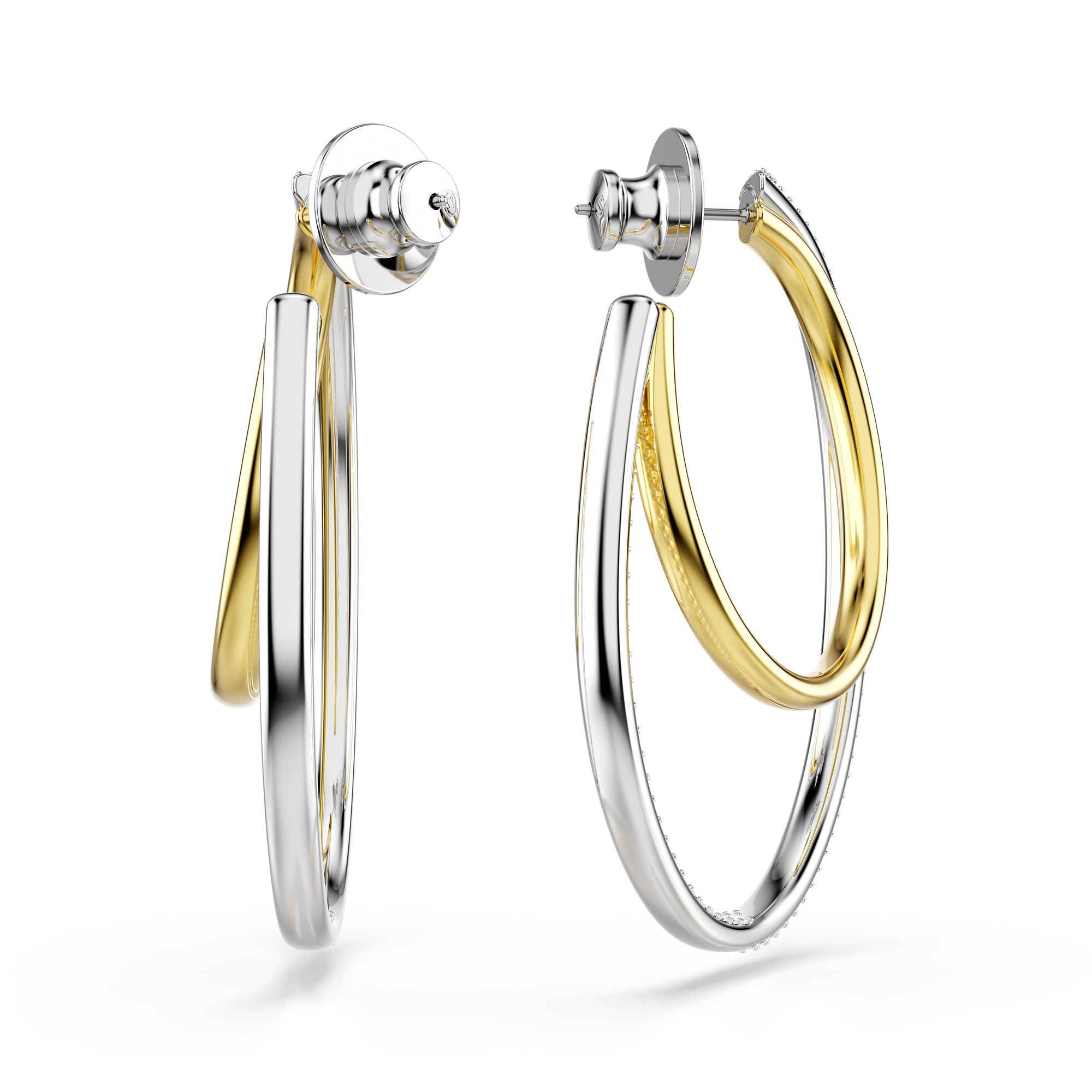 Two-Tone Hyperbola Hoop Earrings by Swarovski