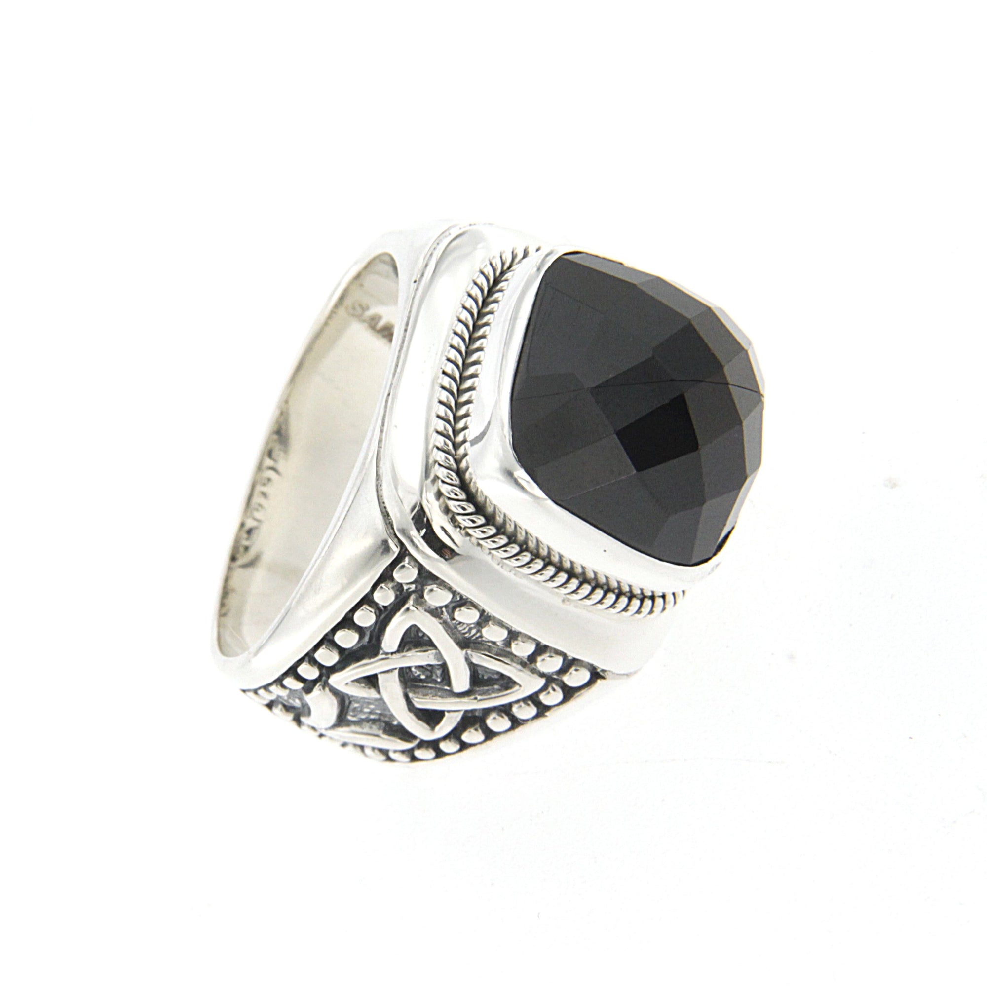 Onyx Kashmir Ring available at Talisman Collection Fine Jewelers in El Dorado Hills, CA and online. Specs: Onyx Kashmir Ring features a cushion-cut onyx and is set in Sterling Silver. 
