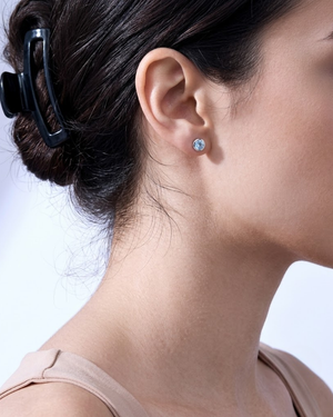 Ostbye Blue Topaz Bezel Stud Earrings