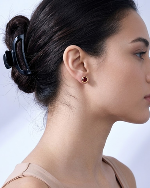 Ostbye Garnet Bezel Stud Earrings