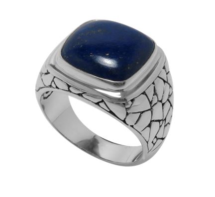 Biru Lapis Ring available at Talisman Collection Fine Jewelers in El Dorado Hills, CA and online. Specs: Biru Lapis Ring features a pebble design in Sterling Silver with a deep blue cushion cut lapis. 