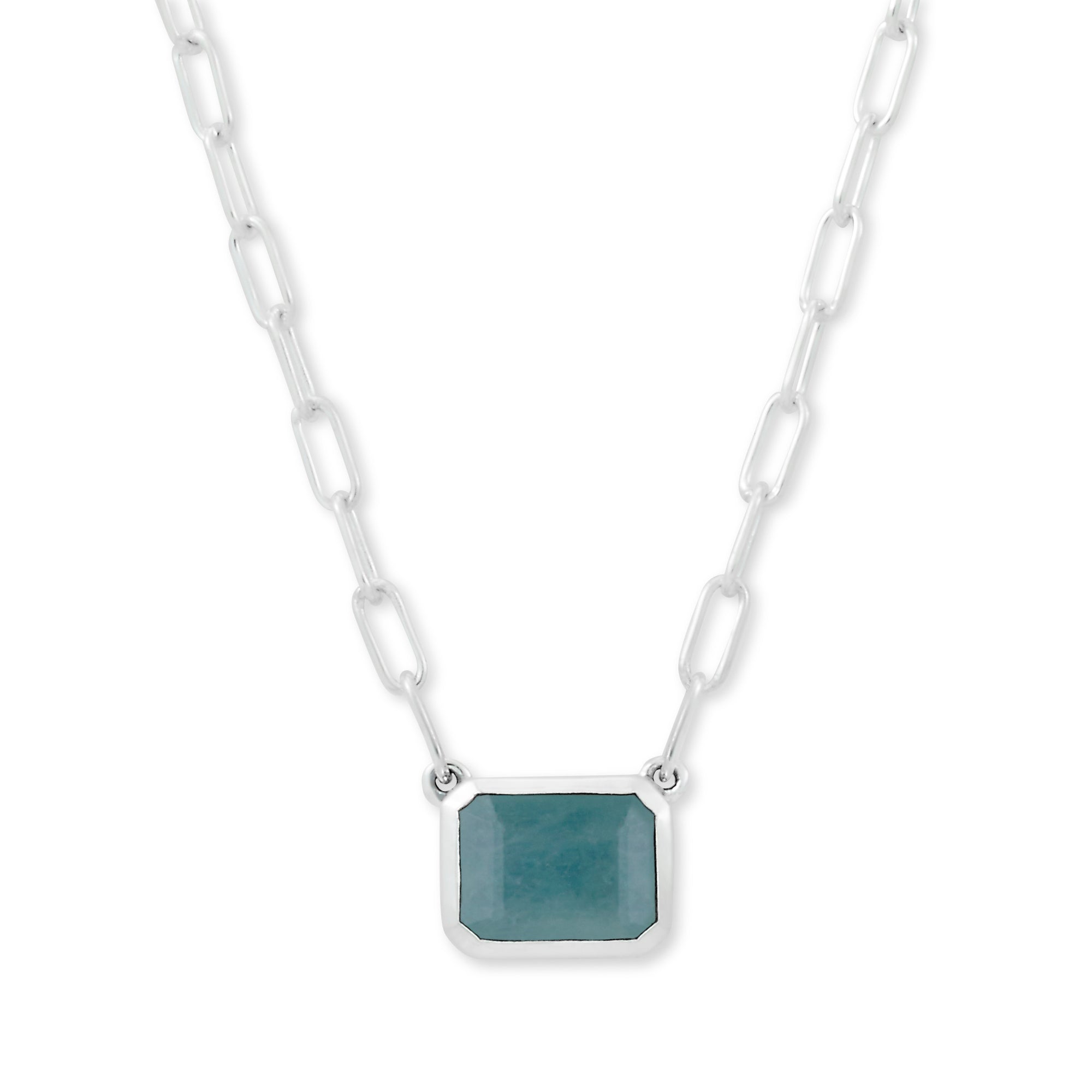 Aquamarine Eirini Necklace available at Talisman Collection Fine Jewelers in El Dorado Hills, CA and online. Specs: Aquamarine Eirini Necklace features an emerald-cut aquamarine solitaire measuring 7x9mm, and is set in Sterling Silver. 