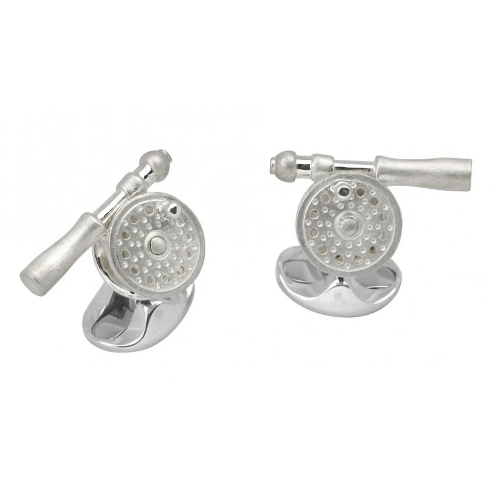 Sterling Silver Fly Fishing Reel Cufflinks by Deakin & Francis available at Talisman Collection Fine Jewelers in El Dorado Hills, CA and online. Be it the peaceful waters of the Lake District or the renowned Lochs of Scotland, don't forget to bring your wellies, rod, and beloved fishing cufflinks for a dapper look that will surely lure in admirers! Crafted from top-quality sterling silver, these exquisite cufflinks are engravable and bound to hook you in.