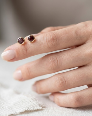 Ostbye Garnet Bezel Stud Earrings