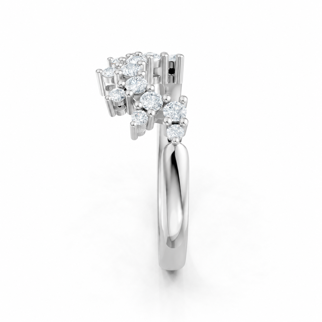 14K White Gold Lab Grown Round Diamond Crown Wrap Contour Band
