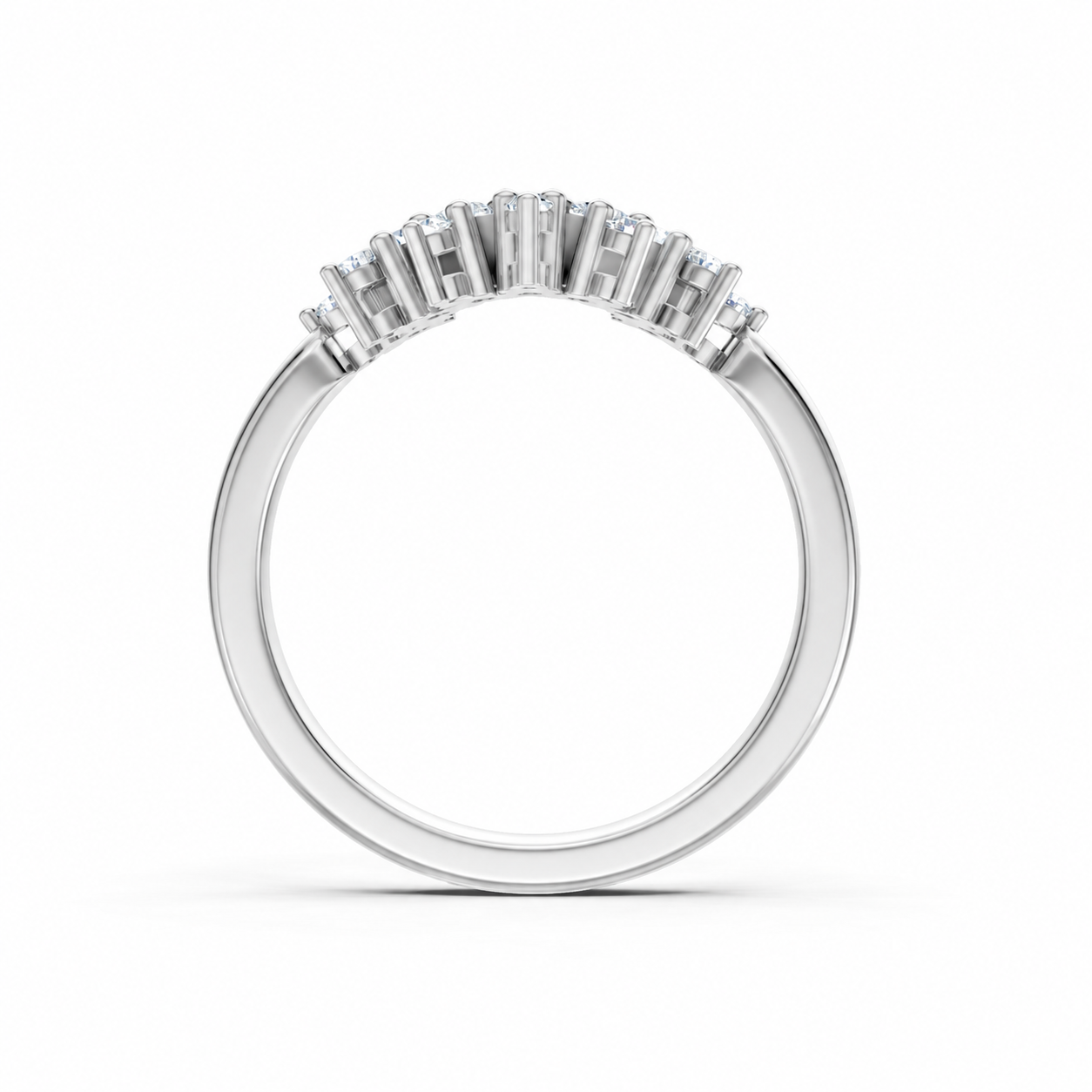 14K White Gold Lab Grown Round Diamond Crown Wrap Contour Band