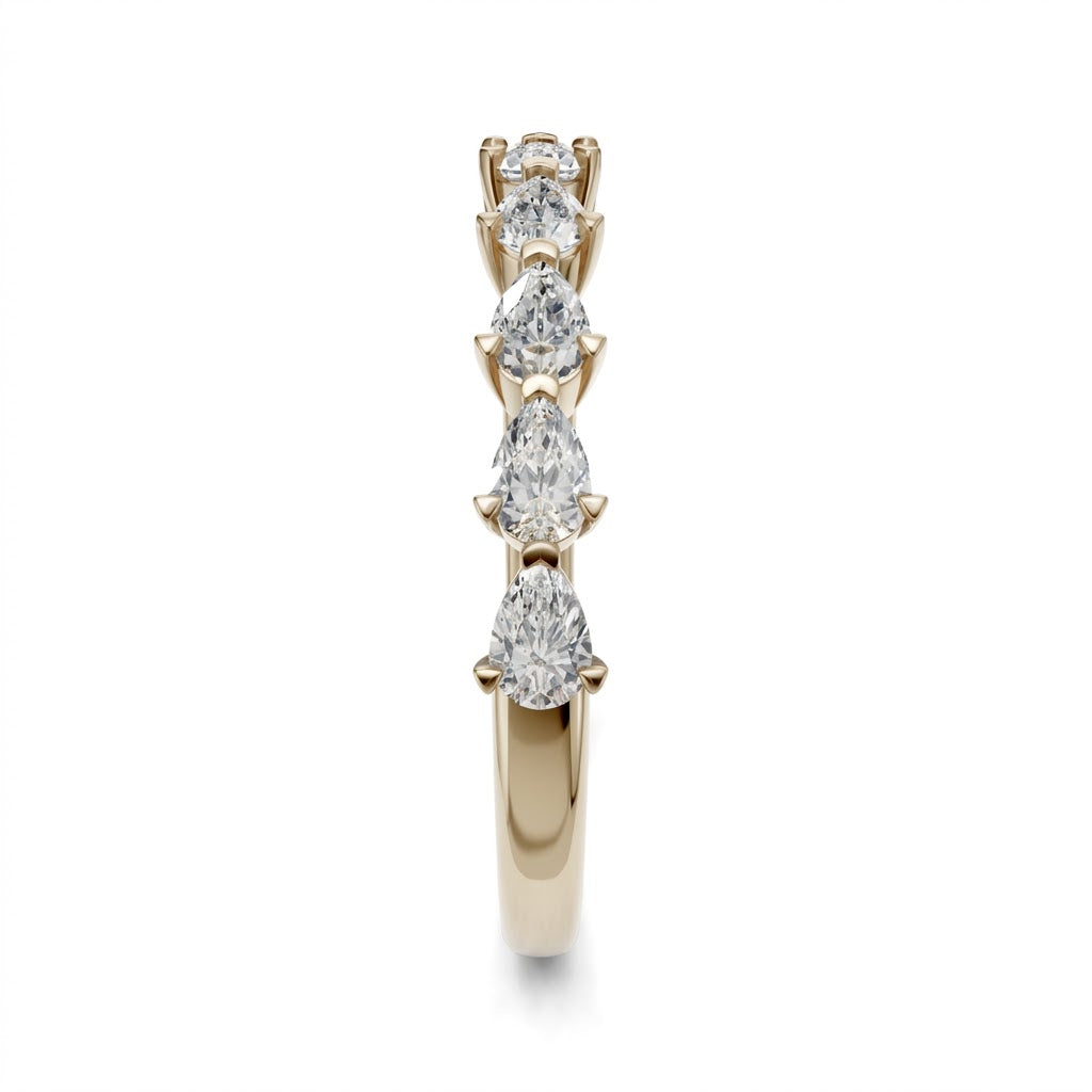 14K Yellow Gold Lab Created Pear Shape Shared Prong East-West Band