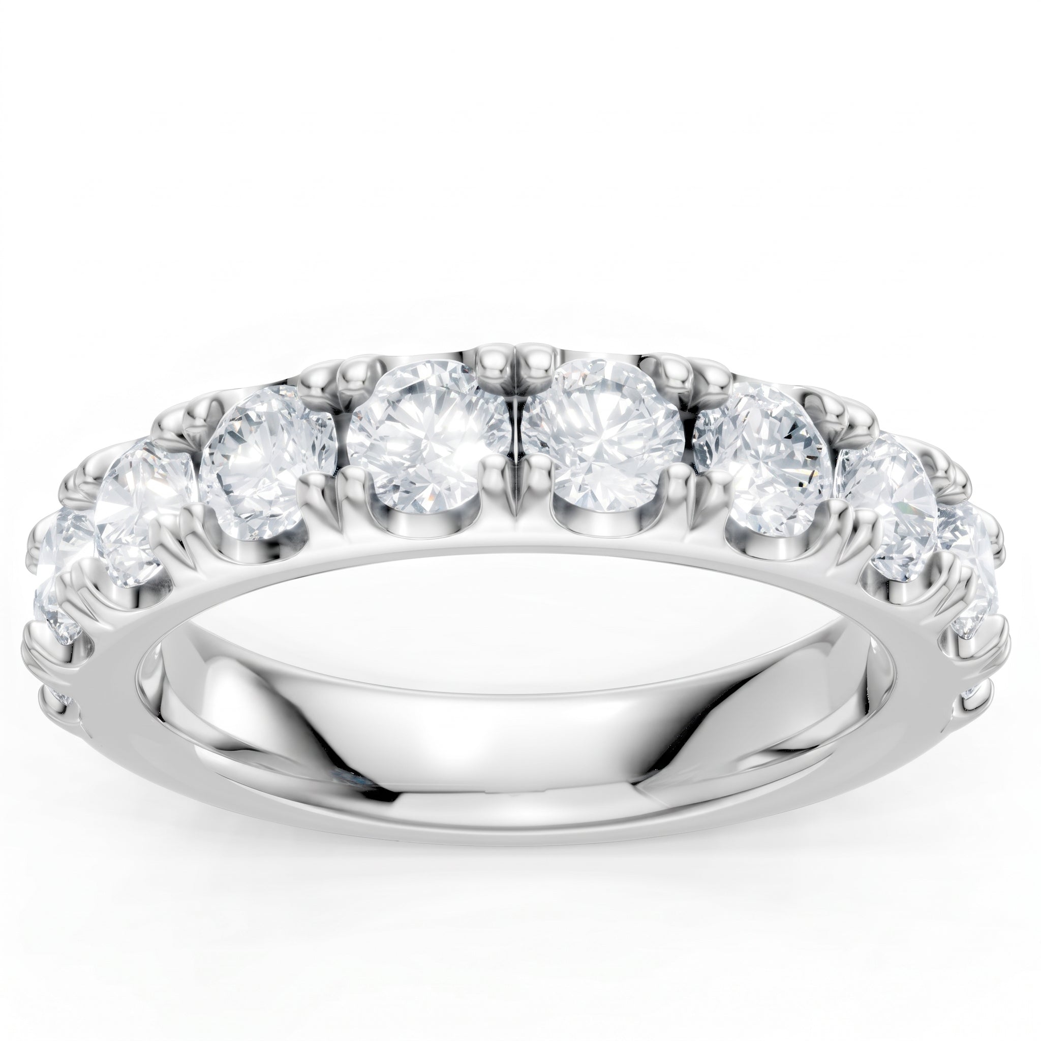 14K White Gold Lab Created Round Diamond Pavé Anniversary Band