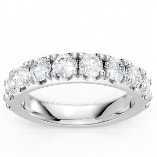 14K White Gold Lab Created Round Diamond Pavé Anniversary Band