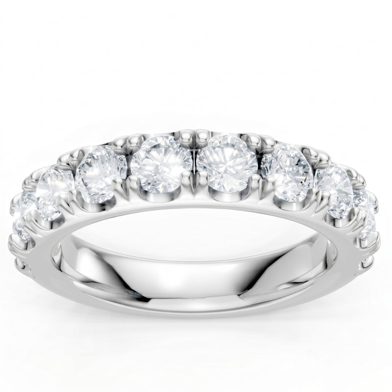 14K White Gold Lab Created Round Diamond Pavé Anniversary Band