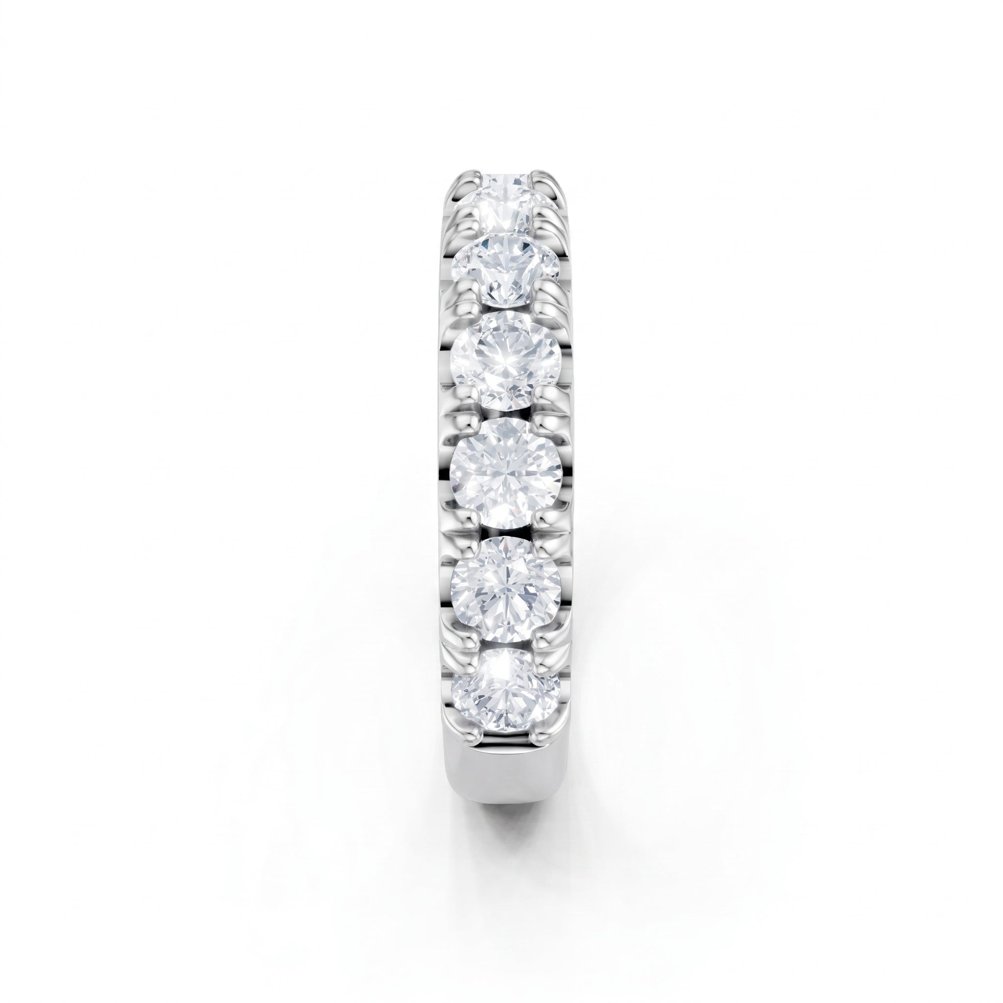 14K White Gold Lab Created Round Diamond Pavé Anniversary Band