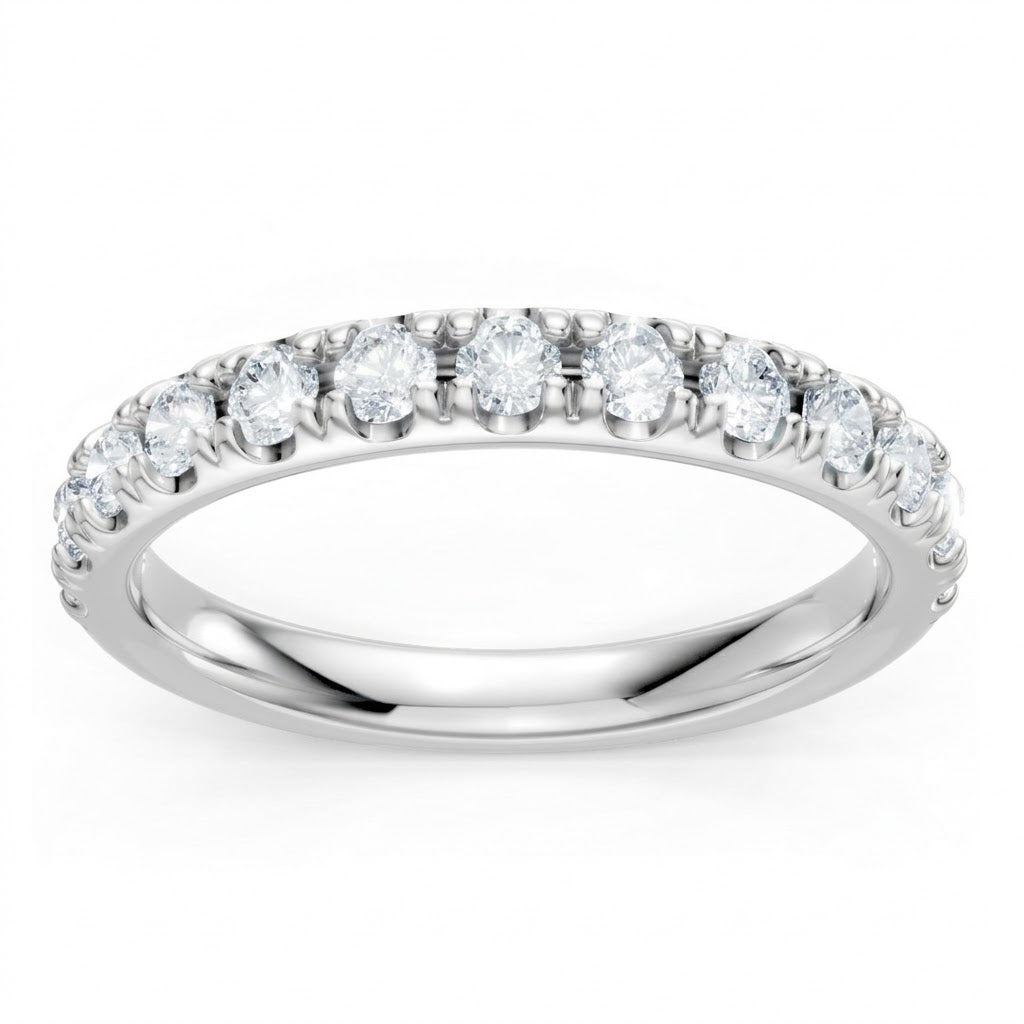 14K White Gold Lab Created Round Diamond Pavé Anniversary Band