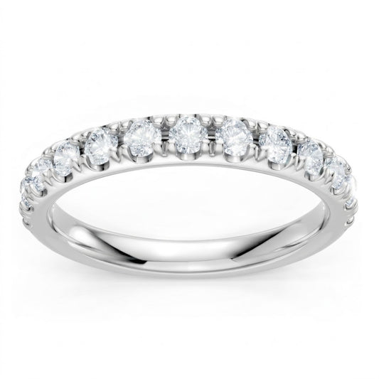 14K White Gold Lab Created Round Diamond Pavé Anniversary Band