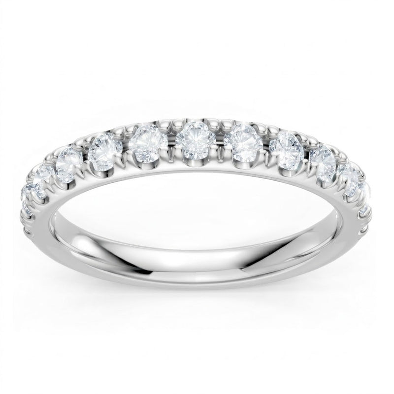 14K White Gold Lab Created Round Diamond Pavé Anniversary Band