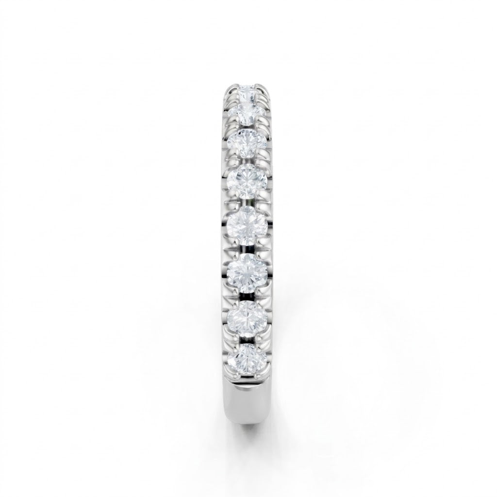 14K White Gold Lab Created Round Diamond Pavé Anniversary Band