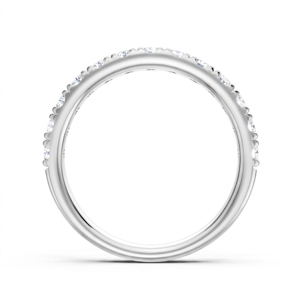 14K White Gold Lab Created Round Diamond Pavé Anniversary Band