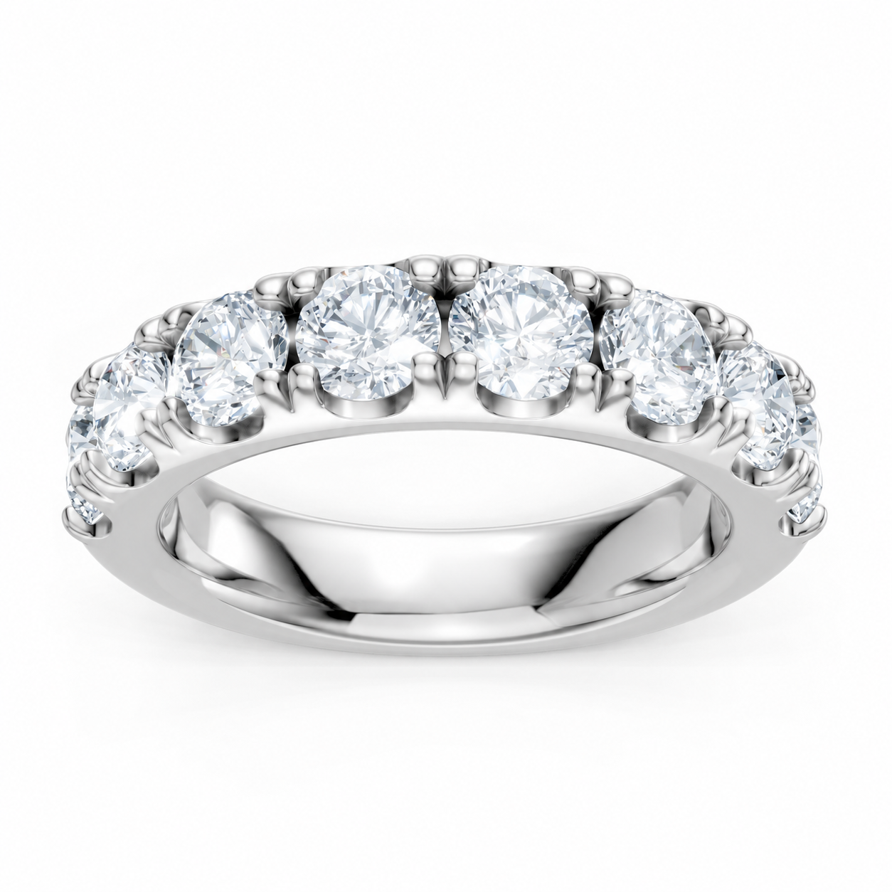 14K White Gold Lab Grown Round Diamond Pavé Anniversary Band