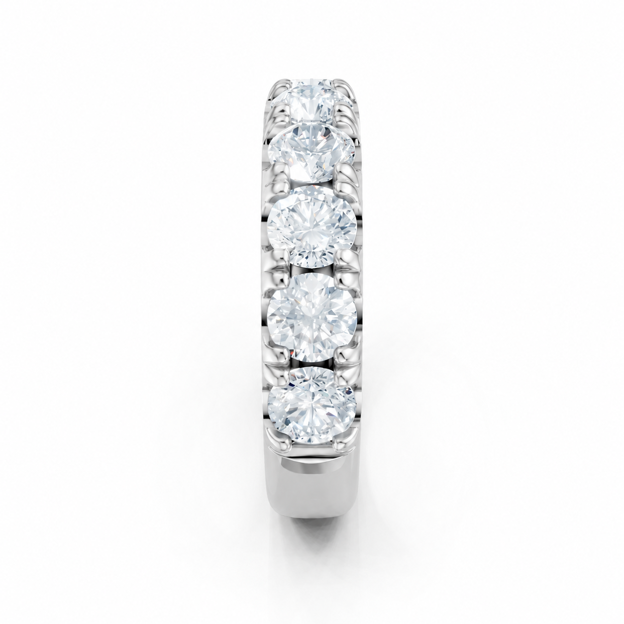 14K White Gold Lab Grown Round Diamond Pavé Anniversary Band