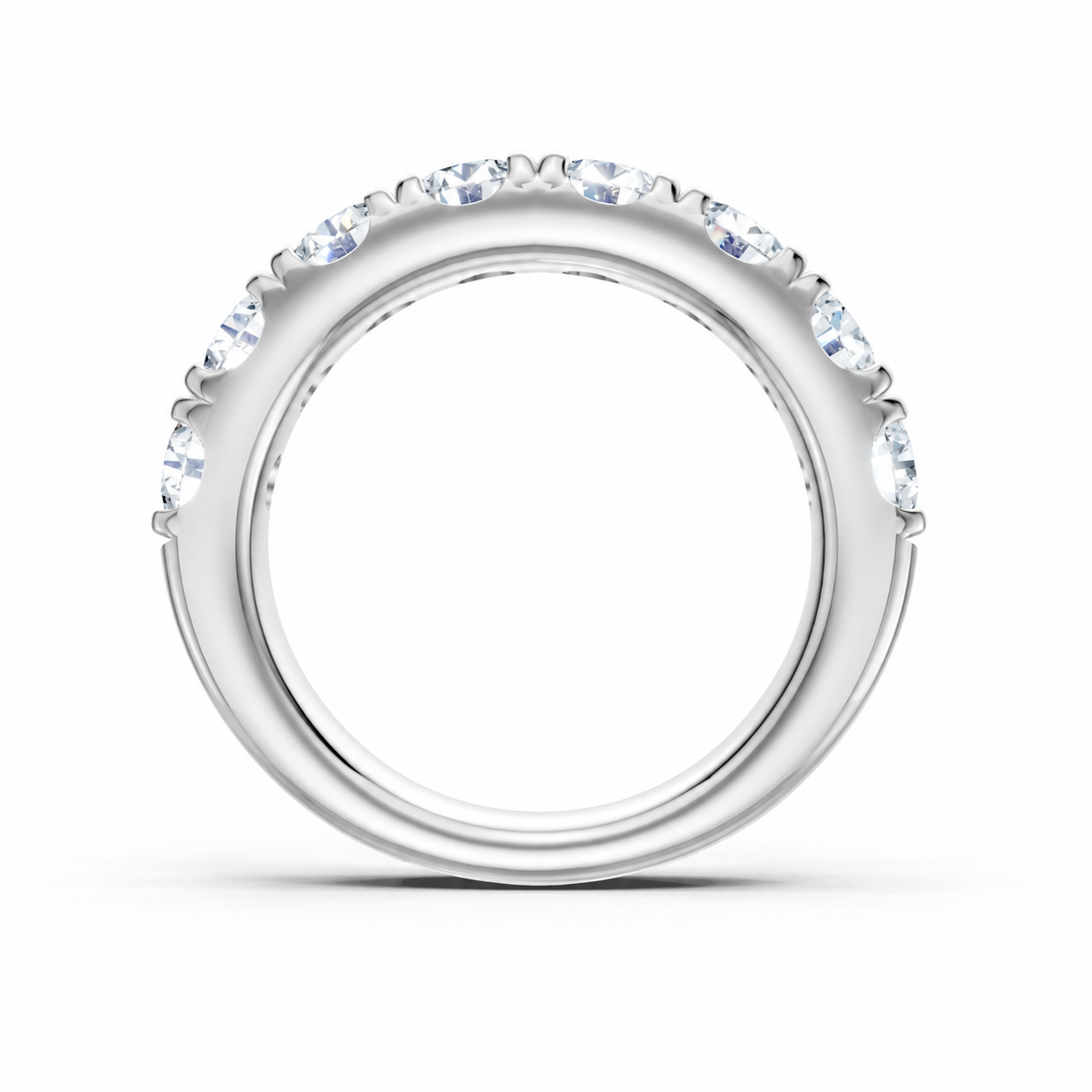 14K White Gold Lab Grown Round Diamond Pavé Anniversary Band