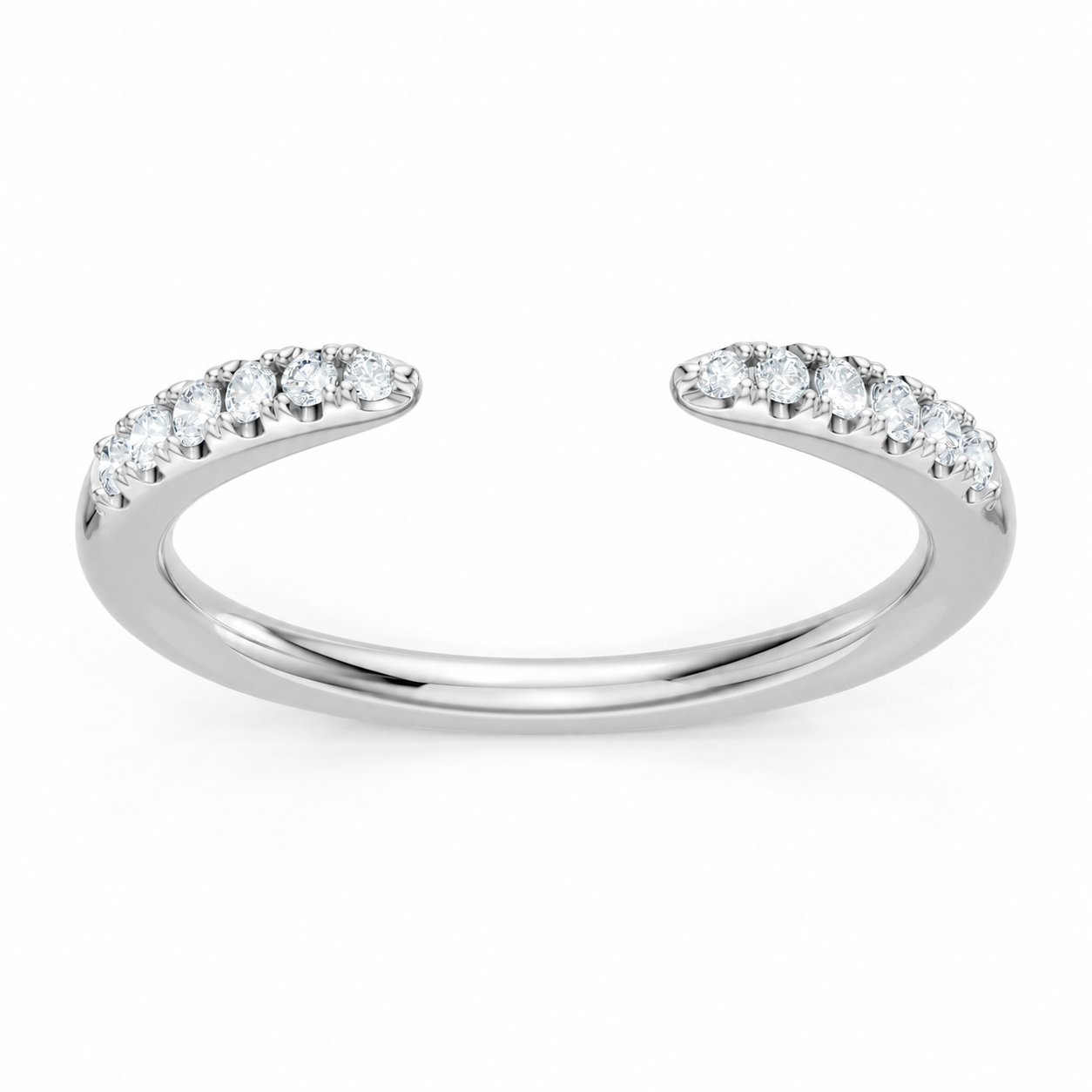 14K White Gold Lab Grown Petite Round Diamond Open Band
