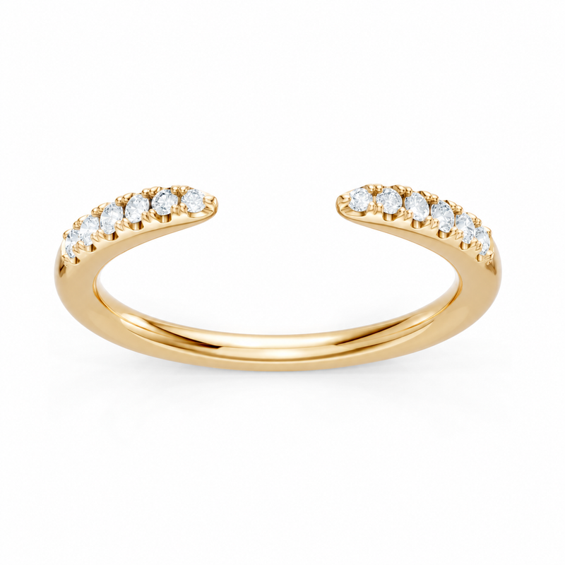 14K Yellow Gold Lab Grown Petite Round Diamond Open Band