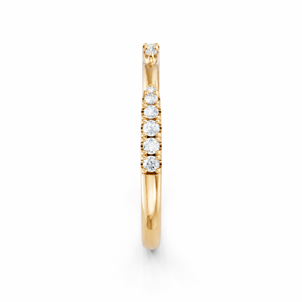 14K Yellow Gold Lab Grown Petite Round Diamond Open Band