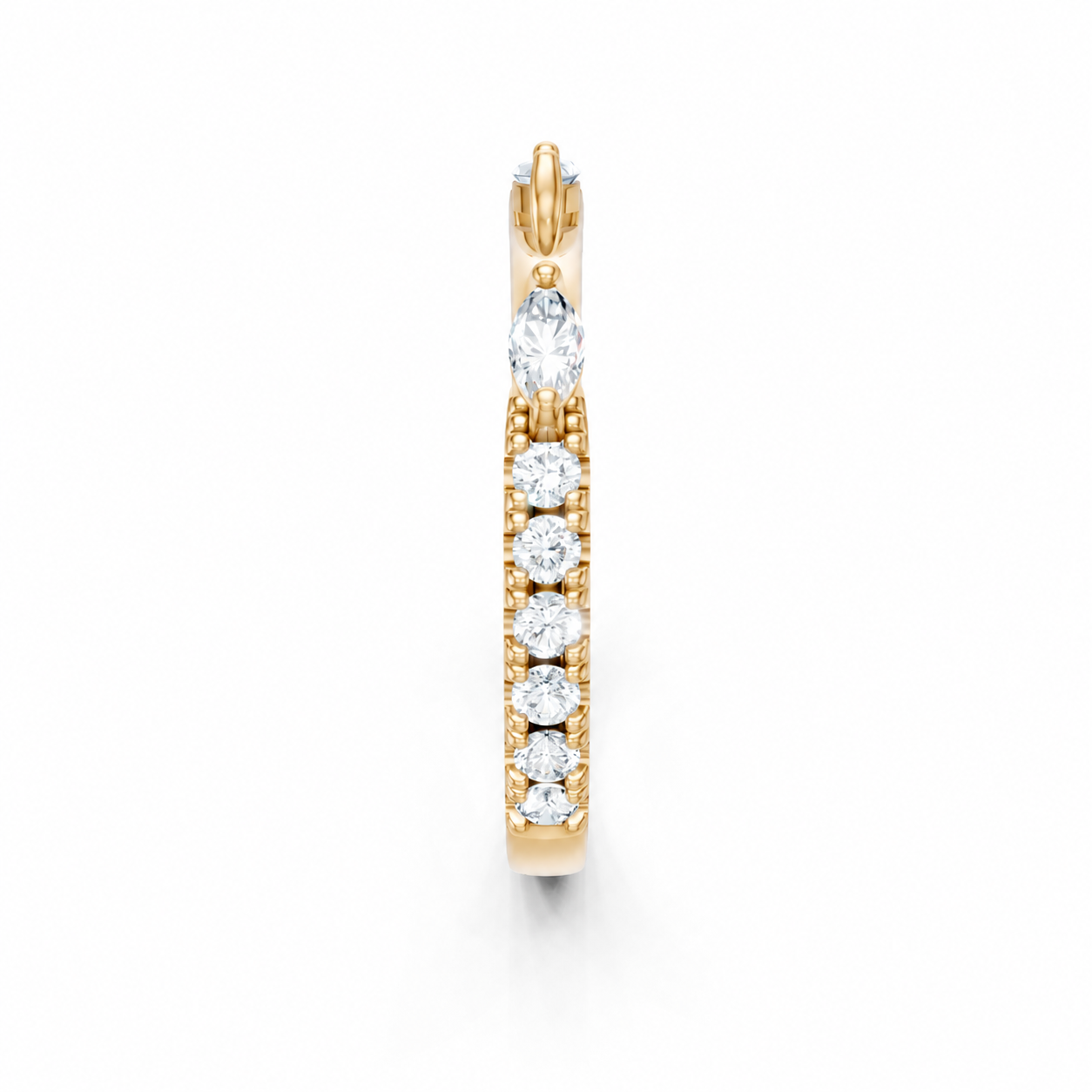 14K Yellow Gold Lab Grown Round & Marquise Diamond Open Band