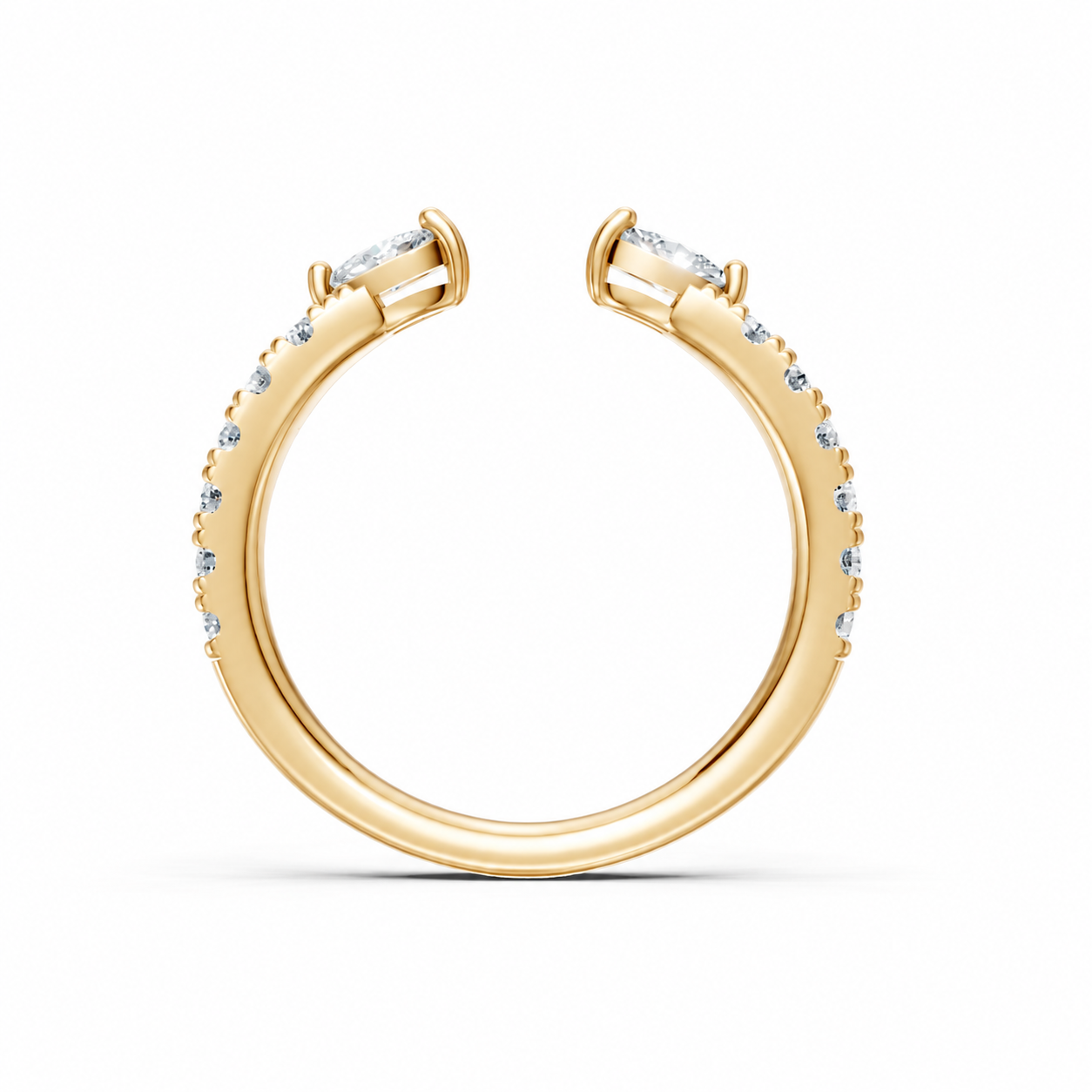 14K Yellow Gold Lab Grown Round & Marquise Diamond Open Band