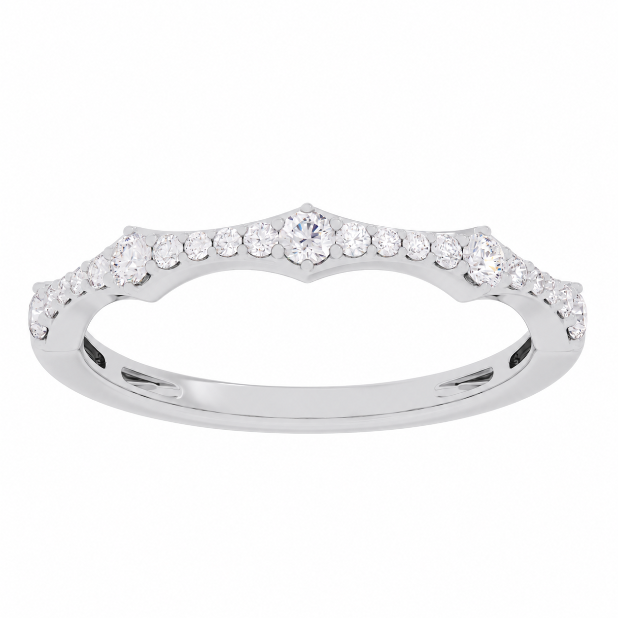 14K White Gold Lab Grown Round Diamond Stackable Big & Small Band