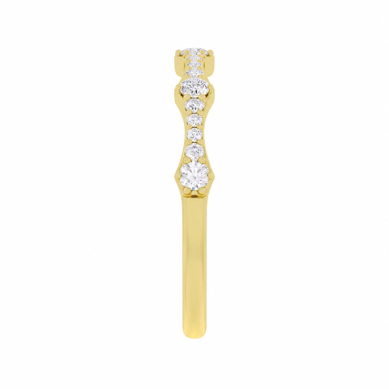 14K Yellow Gold Lab Grown Round Diamond Stackable Big & Small Band