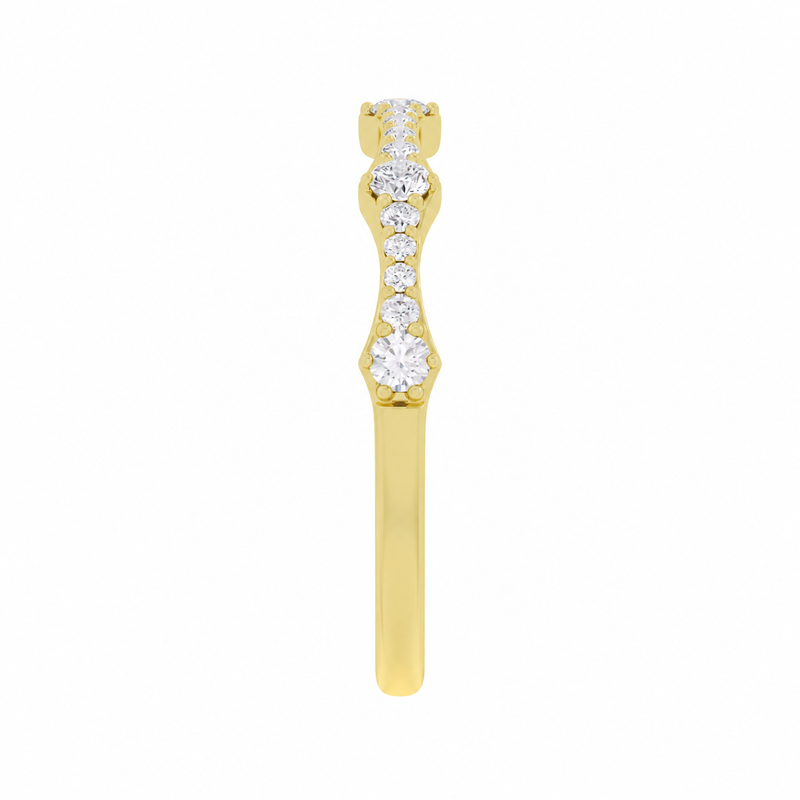 14K Yellow Gold Lab Grown Round Diamond Stackable Big & Small Band