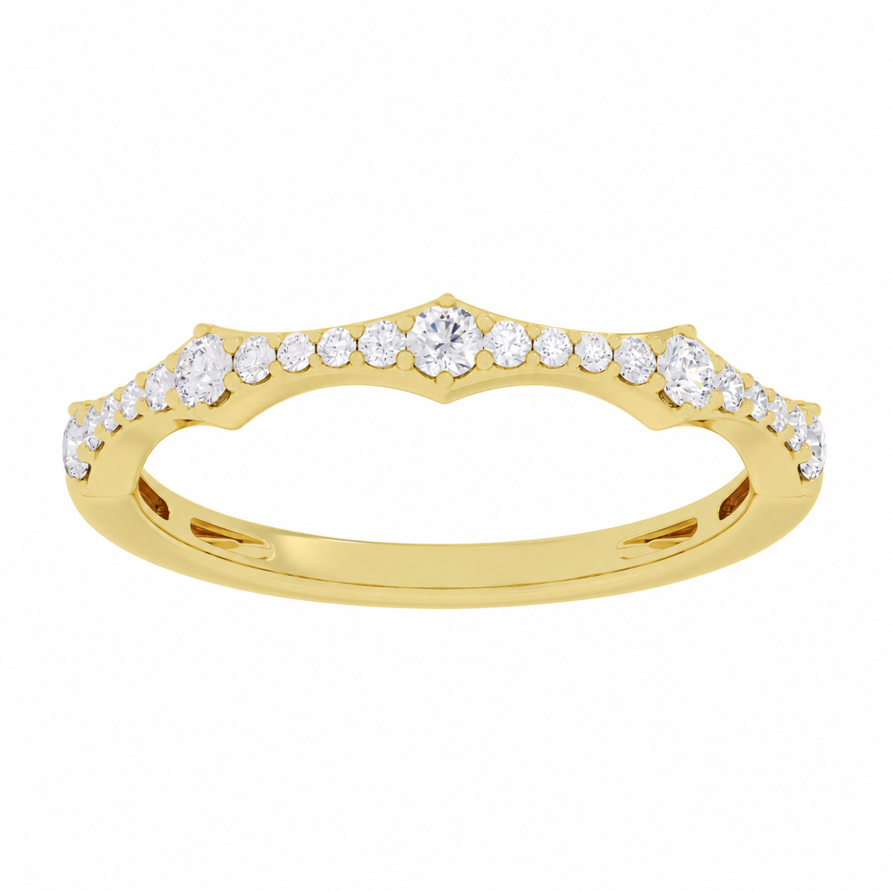 14K Yellow Gold Lab Grown Round Diamond Stackable Big & Small Band