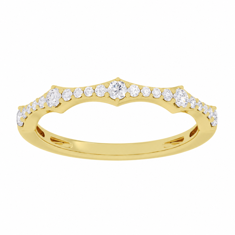 14K Yellow Gold Lab Grown Round Diamond Stackable Big & Small Band